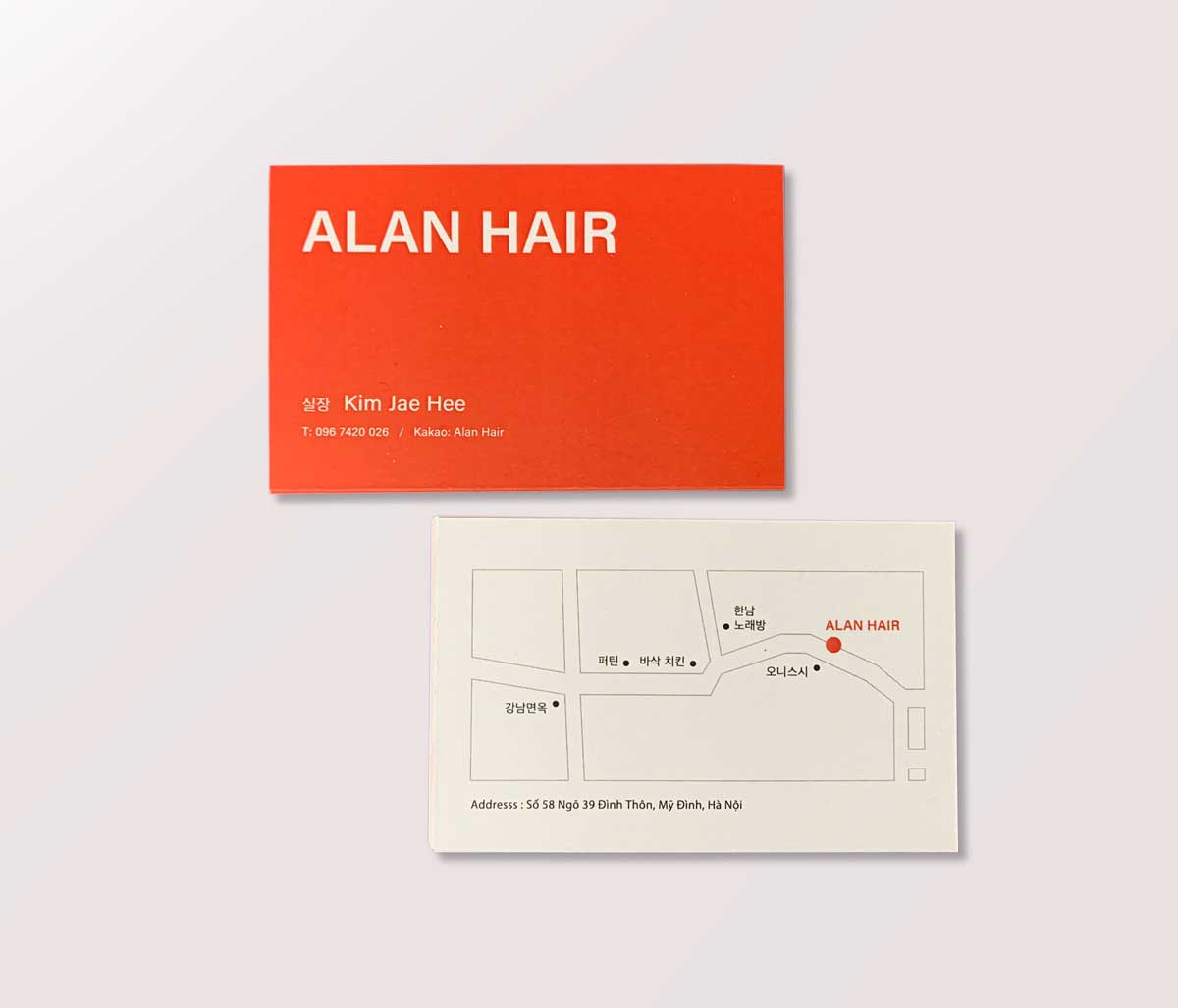 Làm card visit cho tiệm cắt tóc hàn quốc tại Hà Nội