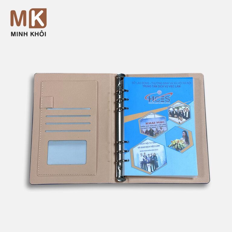in sổ tay bìa da quà tặng HCES