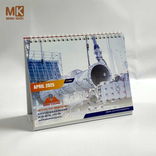 Mẫu lịch để bàn chữ A công ty thép Minh Cường