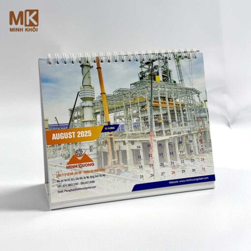 Mẫu lịch để bàn chữ A công ty thép Minh Cường