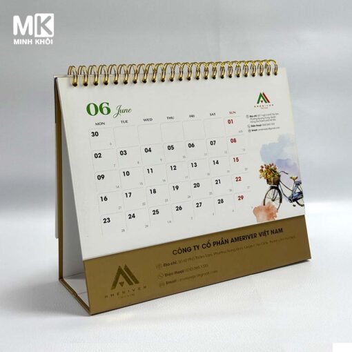 Mẫu lịch tết để bàn chữ A công ty Ameriver