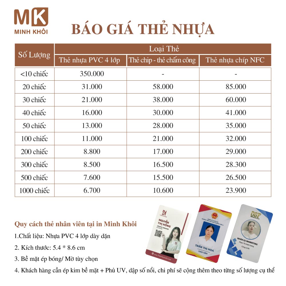 Báo giá in thẻ nhựa theo yêu cầu