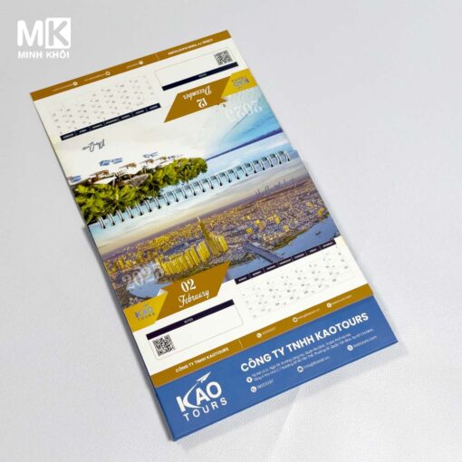 Mẫu lịch để bàn chữ A công ty KAOtours