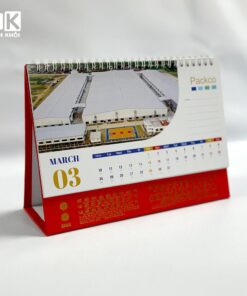 Mẫu lịch để bàn chữ A công ty Packco