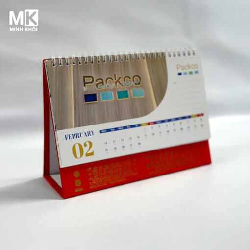 Mẫu lịch để bàn chữ A công ty Packco
