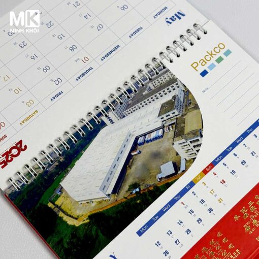 Mẫu lịch để bàn chữ A công ty Packco