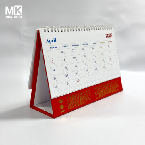 Mẫu lịch để bàn chữ A công ty Packco