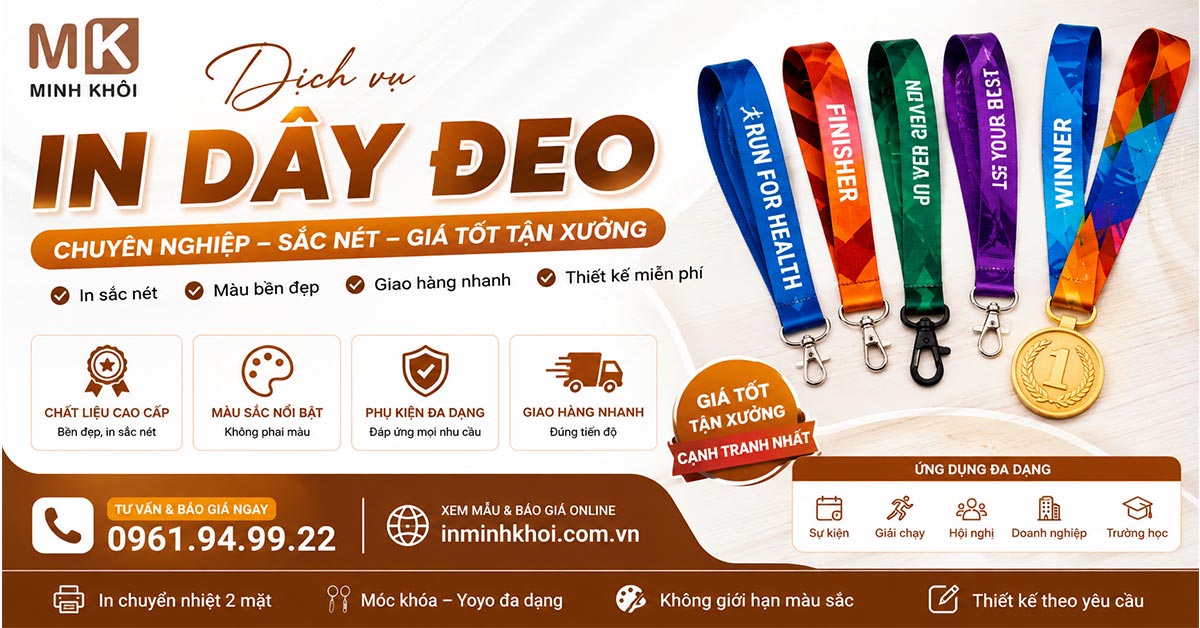 Dịch vụ in dây đeo thẻ chất lượng cao nhất, chi phí rẻ tại In Minh Khôi